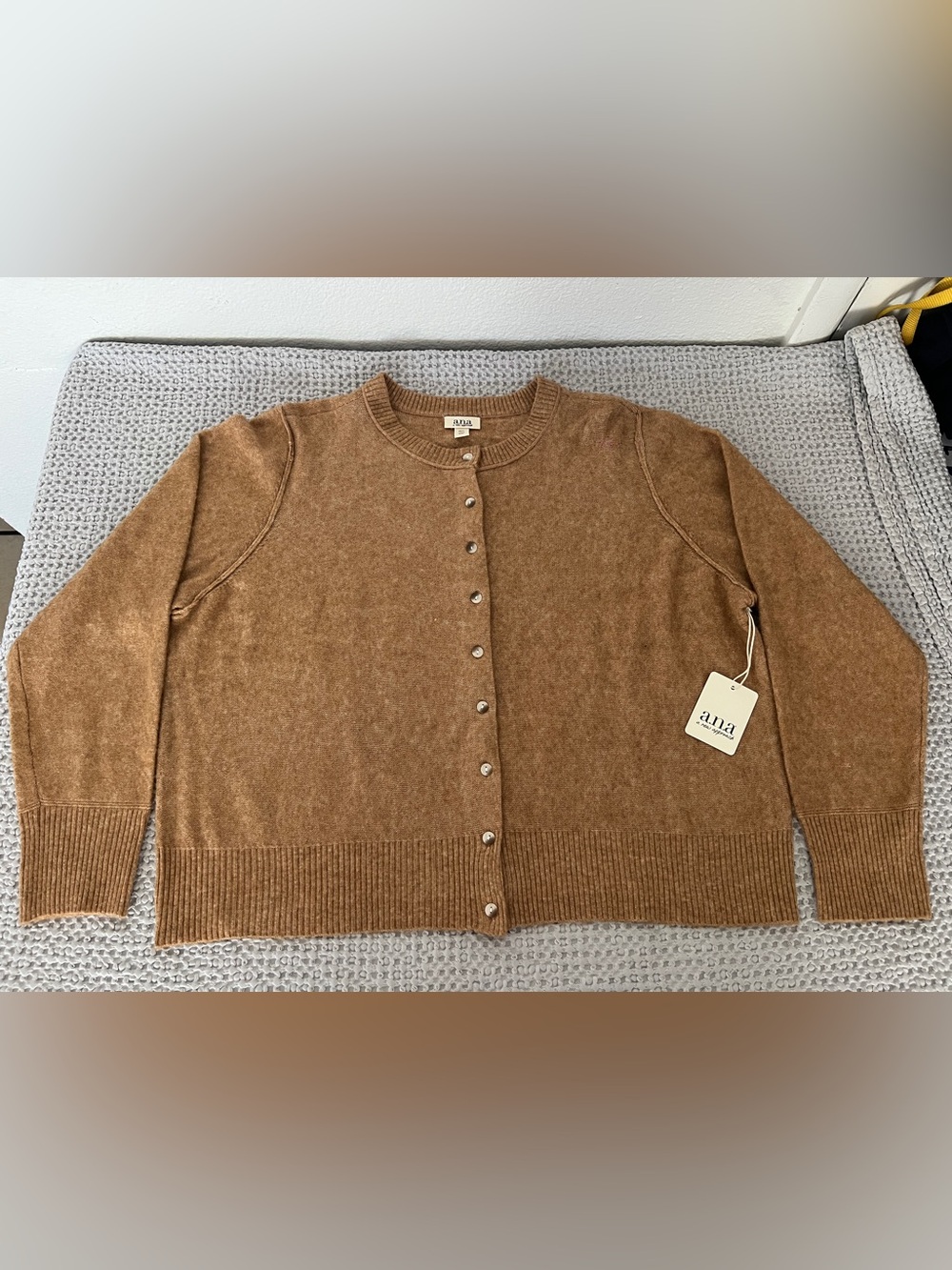 a.n.a Camel Brown Button-Front Cardigan